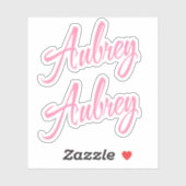 Aubrey decoratieve naam in roze x2 Sticker (Vel)