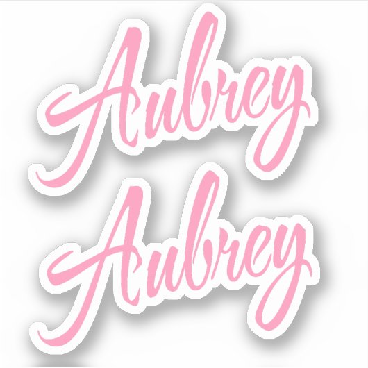 Aubrey decoratieve naam in roze x2 Sticker (Voorkant)