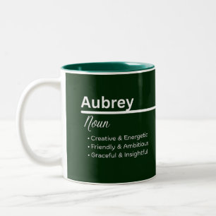 Aubrey Meisjesnaam Definitie Gepersonaliseerd Tweekleurige Koffiemok