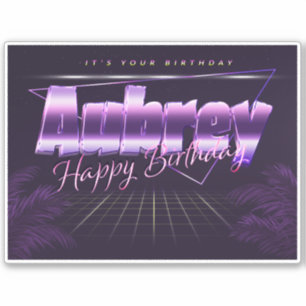 Aubrey Nom Prénom Lila retro Sticker