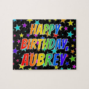 "AUBREY" voornaam, geun "HAPPY BIRTHDAY" Legpuzzel