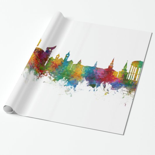 Auburn Alabama Skyline Cadeaupapier (Uitgerold)