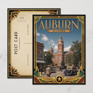 Auburn Alabama Vintage Art Deco Gouden Tijdperk Briefkaart