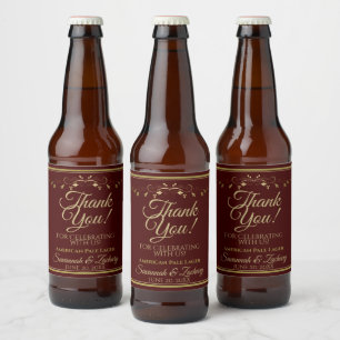 Auburn Auburn Brown & Gold Wedding Dank je Bier Etiket