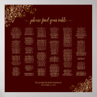 Auburn Brown and Gold Alfabetical Seating Chart