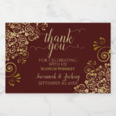 Auburn Brown & Gold Wedding Bedankt Mini Likeurfles Etiket (Enkel label)
