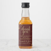 Auburn Brown & Gold Wedding Bedankt Mini Likeurfles Etiket (Voorkant)