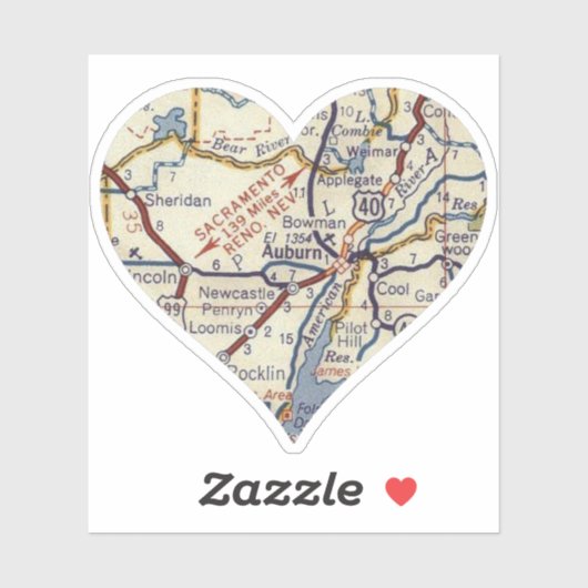 Auburn California  Map Sticker (Vel)