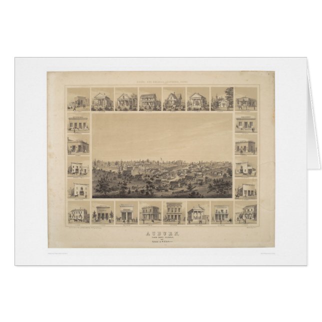 Auburn, carte panoramique de la Californie 1857 (Devant horizontal)