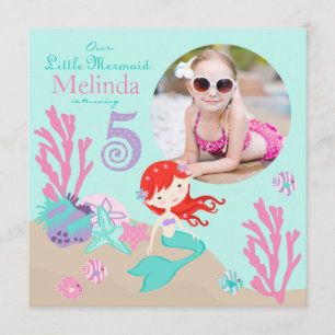 Auburn Mermaid 5e invitation à l'anniversaire
