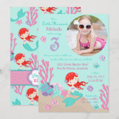 Auburn Mermaid Invitation au troisième anniversair (Devant / Derrière)