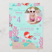 Auburn Mermaid Invitation du quatrième anniversair (Devant / Derrière)