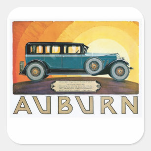  Auburn Motors Sunburst Ad Vierkante Sticker