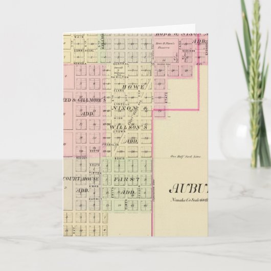 Auburn, Nebraska Kaart (Voorkant)