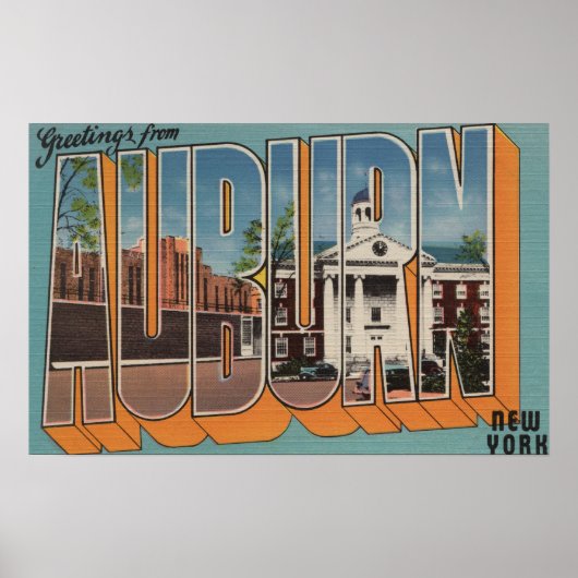 Auburn, New York - grote letterscènes Poster (Voorkant)