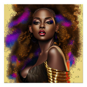 Auburn Queen Sinaasappel Bruin Haar Zwart Melanine Perfect Poster