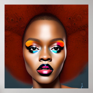 Auburn Queen Sinaasappel Bruin Haar Zwart Melanine Poster