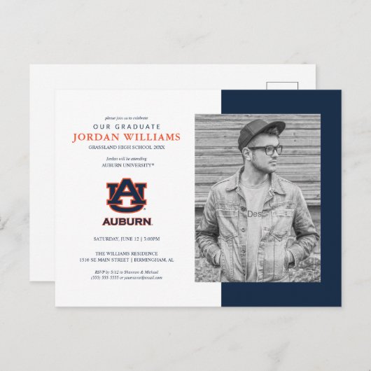 Auburn University | Toekomstige Auburn afgestudeer Aankondigingskaart (Voorkant / Achterkant)