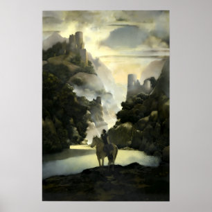Aucassin zoekt Nicolette door Maxfield Parrish Poster