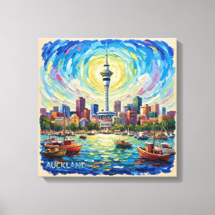 Auckland Haven Skyline Stralende Canvas Kunst