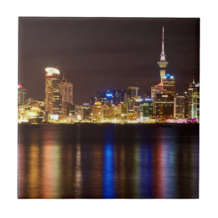 Auckland Nachtelijke Stadsgezicht Tegeltje