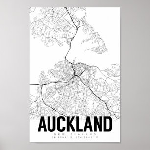 Auckland New Zealand Minimal Map Poster d'art
