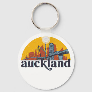 Auckland New Zealand Retro City Skyline Cityscape Sleutelhanger