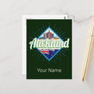 Auckland New Zealand retro skyline Briefkaart
