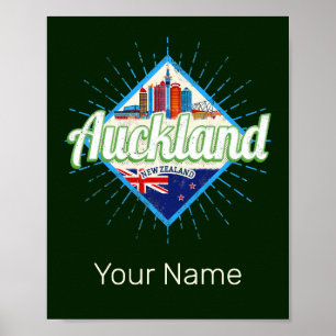 Auckland New Zealand retro skyline  Poster
