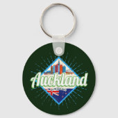 Auckland New Zealand retro skyline Sleutelhanger (Voorkant)
