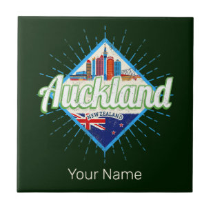 Auckland New Zealand retro skyline Tegeltje