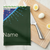 Auckland New Zealand retro skyline  Theedoek (Quarter Fold)