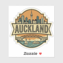 Auckland Nieuw-Zeeland Silhouette Vintage Reisbadg