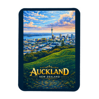 Auckland Nieuw-Zeeland Skyline Illustratie Reizen Magneet