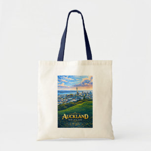 Auckland Nieuw-Zeeland Skyline Illustratie Reizen Tote Bag