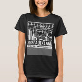 Auckland Nieuw-Zeeland skyline kaart reizen 1 T-shirt (Voorkant)