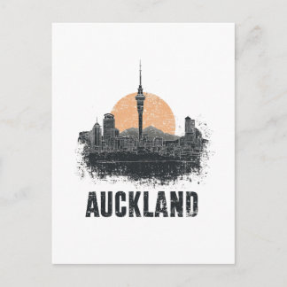 Auckland Nieuw-Zeeland Stadssilhouet Vintage Reis Briefkaart
