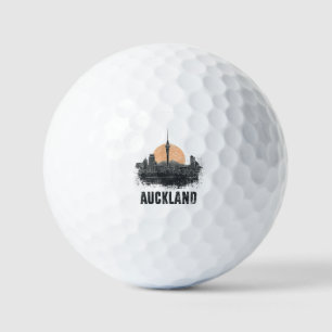 Auckland Nieuw-Zeeland Stadssilhouet Vintage Reis Golfballen