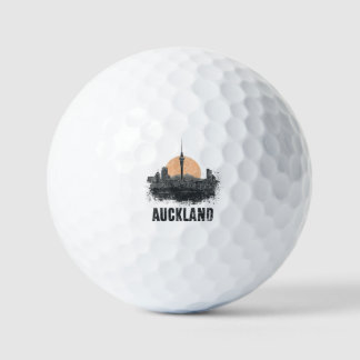 Auckland Nieuw-Zeeland Stadssilhouet Vintage Reis Golfballen