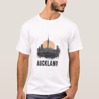 Auckland Nieuw-Zeeland Stadssilhouet Vintage Reis T-shirt