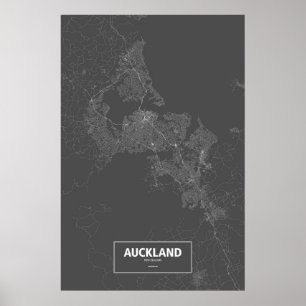 Auckland, Nieuw-Zeeland (zwart wit) Poster