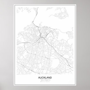 Auckland, Nieuw-Zeelandse minimalistische kaart Poster