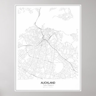 Auckland, Nieuw-Zeelandse minimalistische kaart Poster