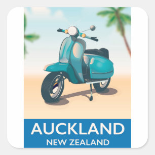 Auckland nieuwe zeeland reisposter vierkante sticker