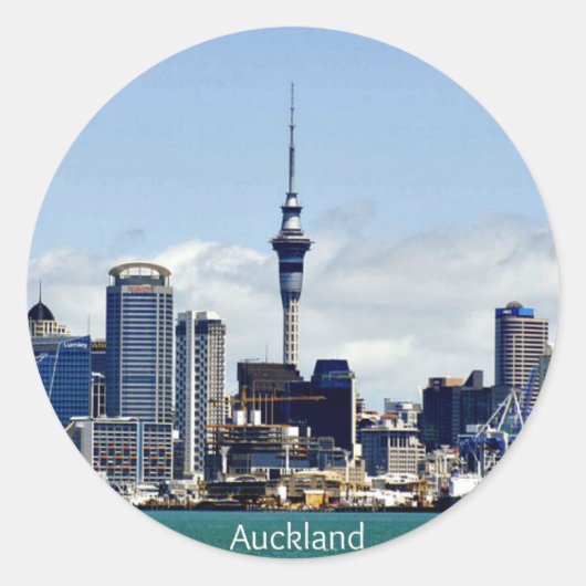 Auckland Skyline Ronde Sticker (Voorkant)