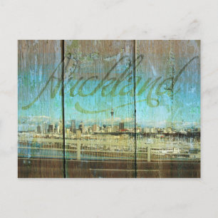 Auckland Waterfront op oud hout Briefkaart