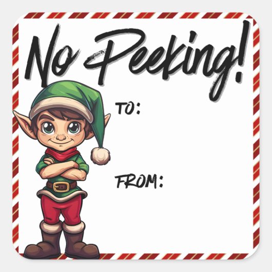 Aucun Étiquette de Noël Elf de Pékin Rouge (Devant)