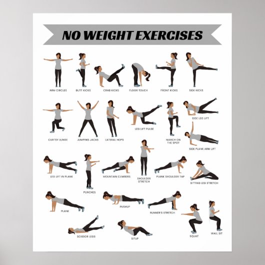 Aucun exercice de poids Poster de fitness - Gris (Devant)
