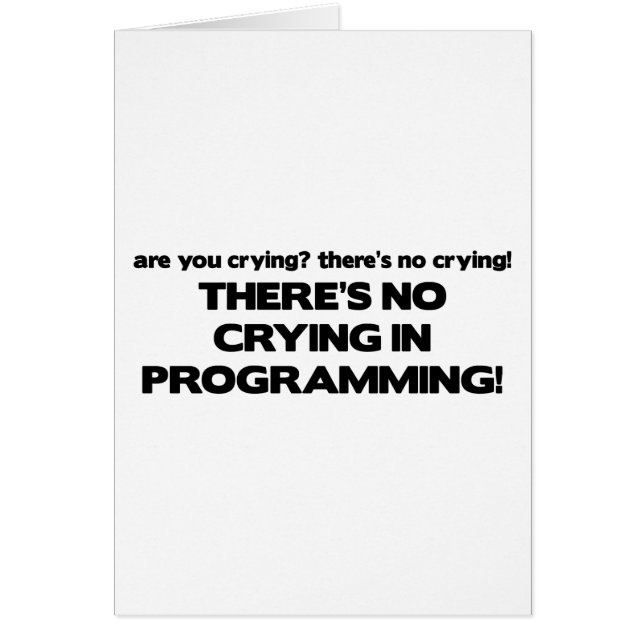 Aucun pleurer dans la programmation (Devant)