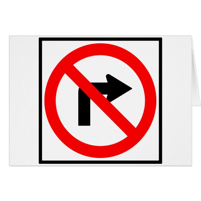 Aucun signe tourne-à-droite de route (Devant horizontal)